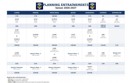 Planning et dates de reprise 2026-2027